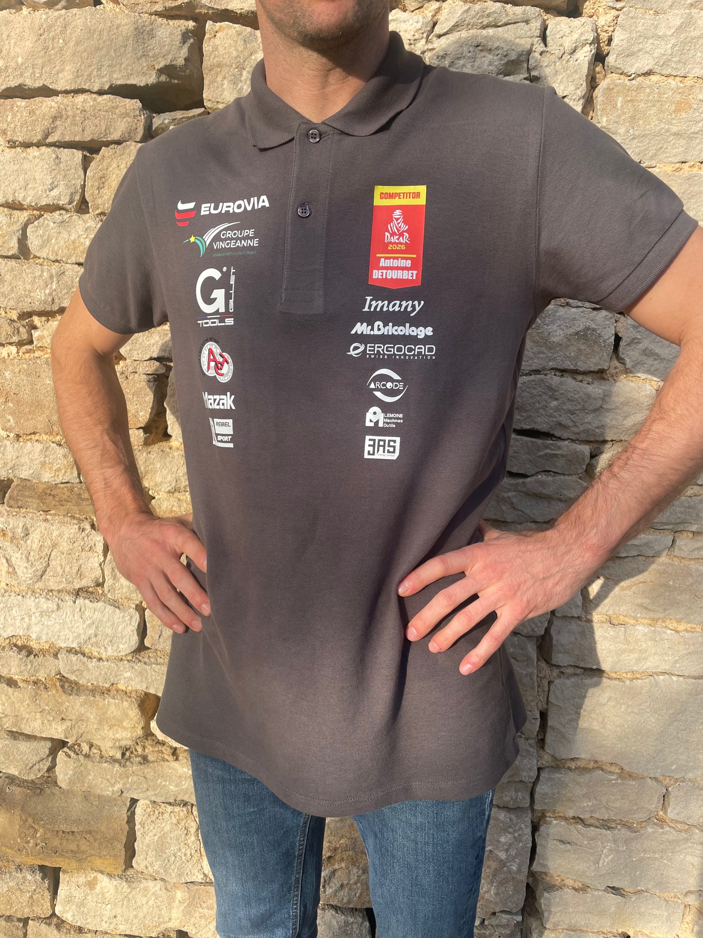 Polo unisexe en coton à manches courtes – gris foncé