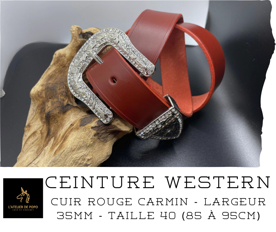 Ceinture Western Rouge Carmin 35mm